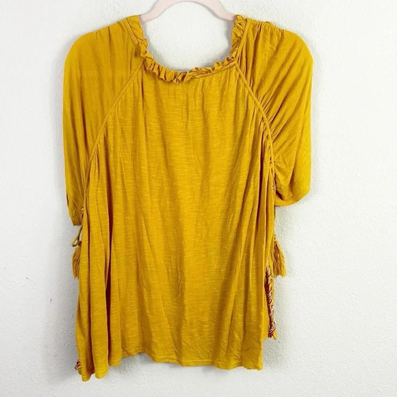 Anthropologie Postmkark Boho Top with tassel details mustard yellow size XS - Picture 3 of 10